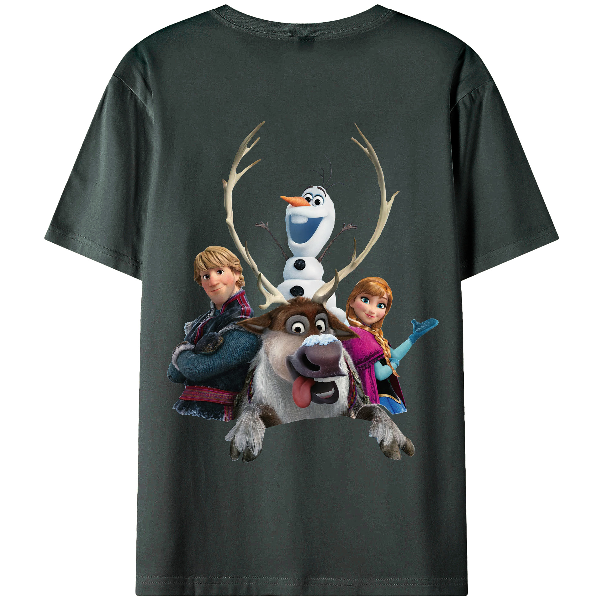 （画像用） アナと雪の女王 アンナ エルサ Frozen Anna Elsa 綿100％ メンズ半袖Tシャツ（バックプリント） 通気性